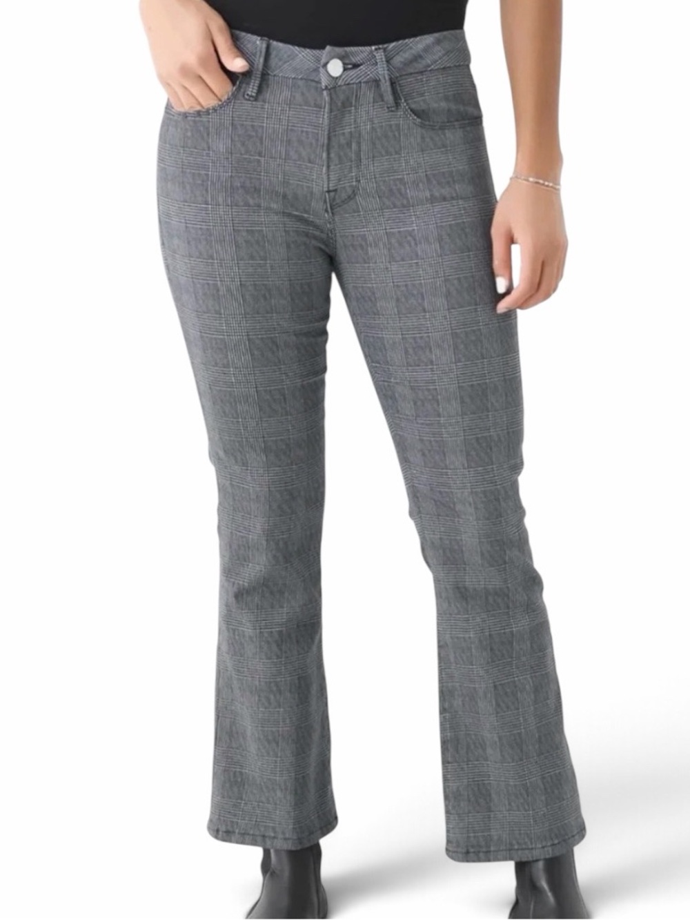 Women's Frame Denim Gray Plaid Flare Jeans Size 28